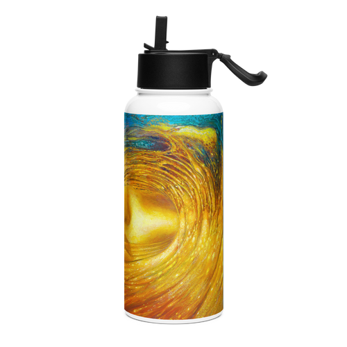 Wave of Thought - Energy Art by Matthew Smith - Stainless Steel Water Bottle with a Straw Lid
