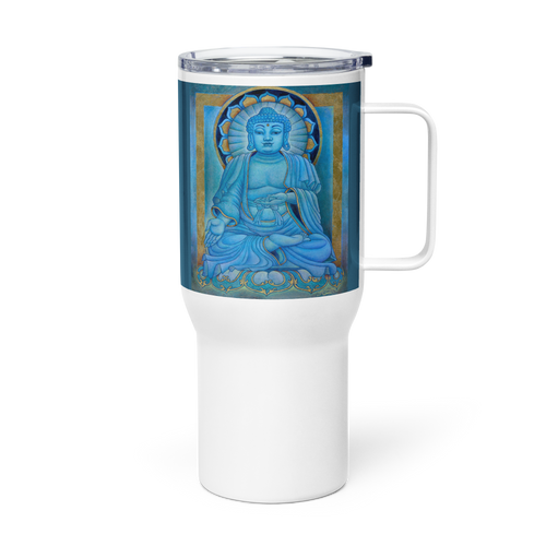 Blue Buddha - Energy Art by Matthew Smith - Travel Mug with a Handle