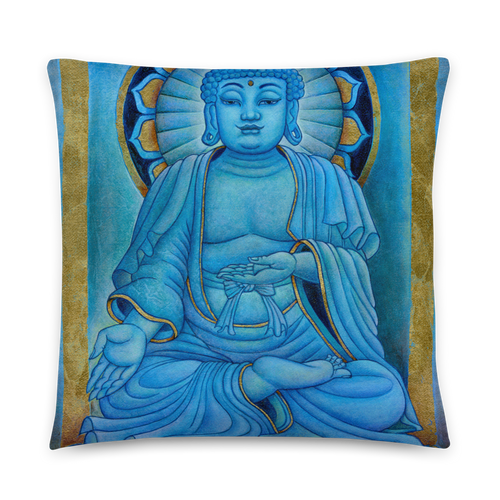 Blue Buddha Throw Pillow by Matthew Smith