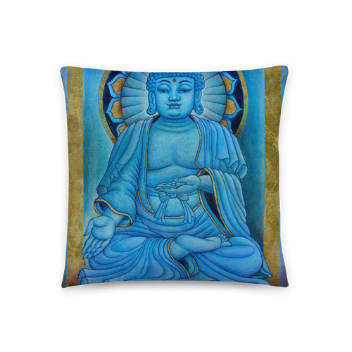 Blue Buddha Throw Pillow by Matthew Smith