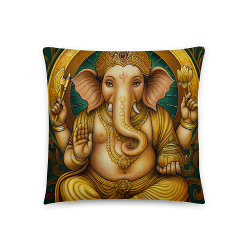 Golden Ganesh Throw Pillow by Matthew Smith