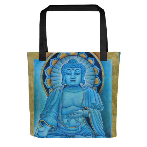 Blue Buddha Tote Bag Energy Art by Matthew Smith