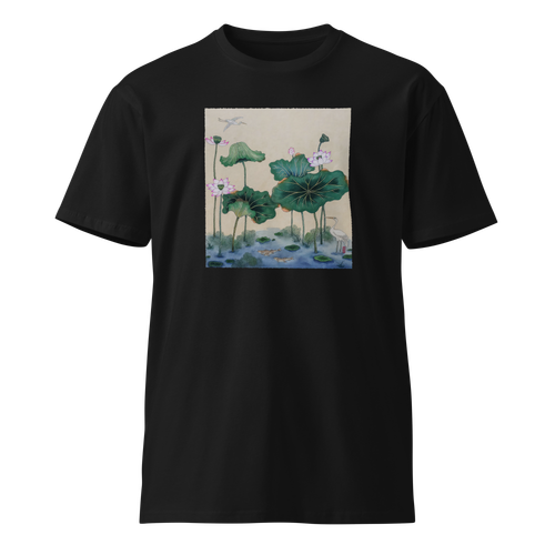 WHERE STILLNESS ABIDES Unisex Premium Cotton T-shirt Energy Art by Yesang Lee - Dark