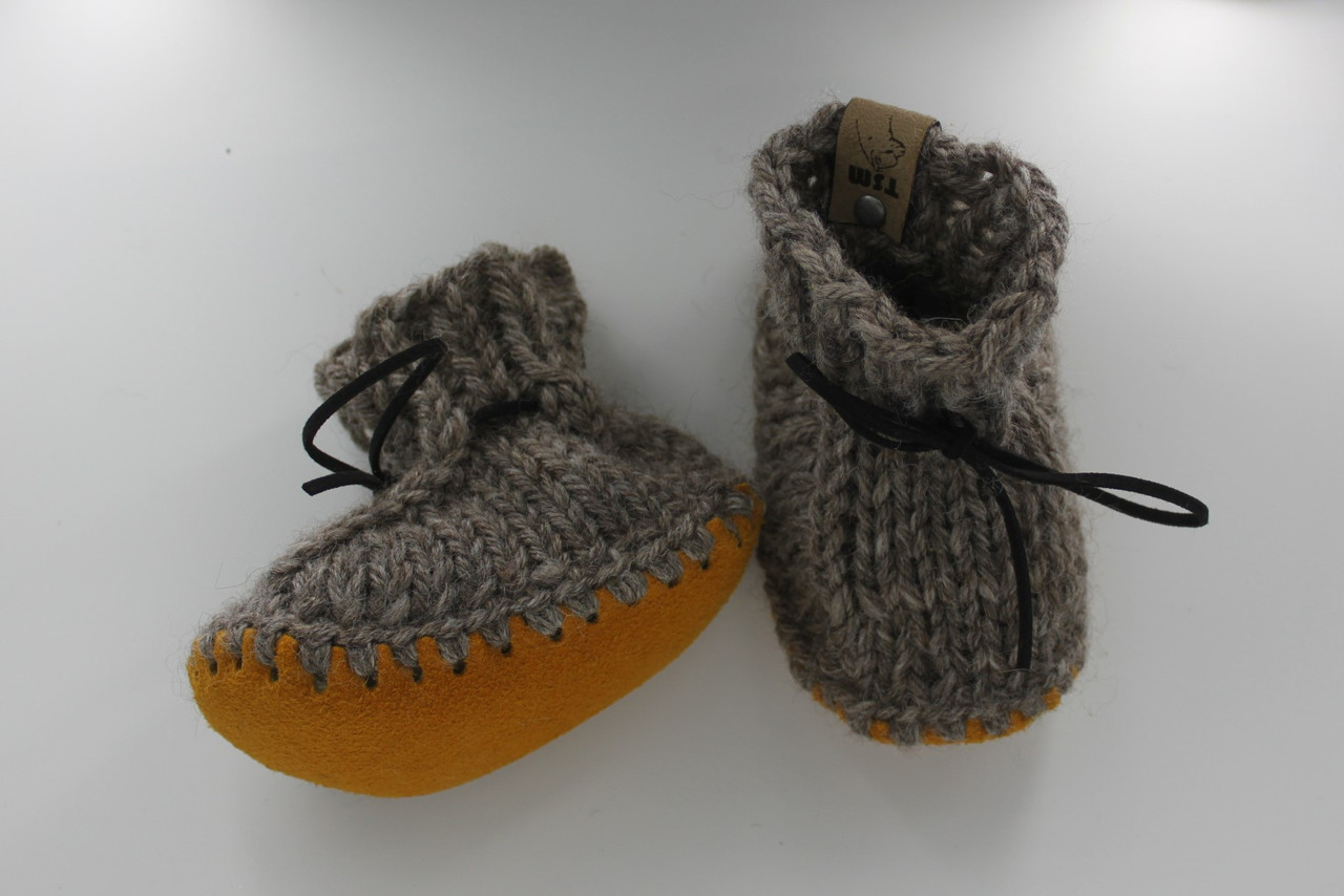 Newborn Baby Booties with leather soles
