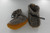 Knit Baby booties with leather soles-Grey