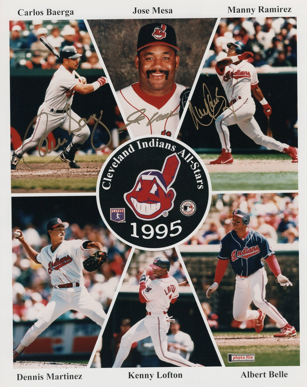 Baerga-Mesa-Ramirez Cleveland Indians 8-1 8x10 Autographed Photo