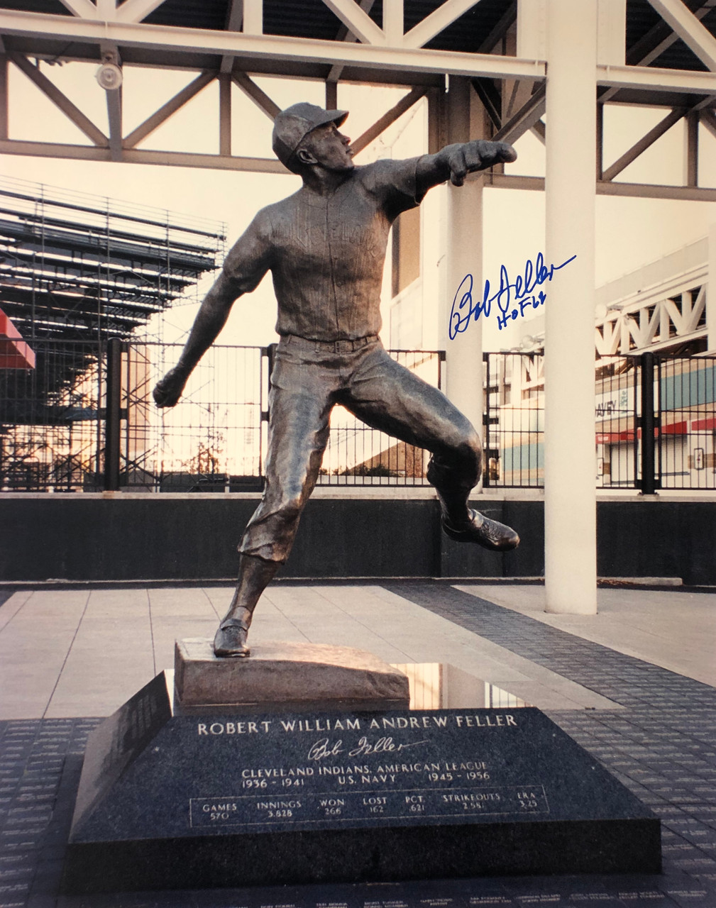 Cleveland Indians HOF Authentic Bob Feller Signed 8x10 Photo