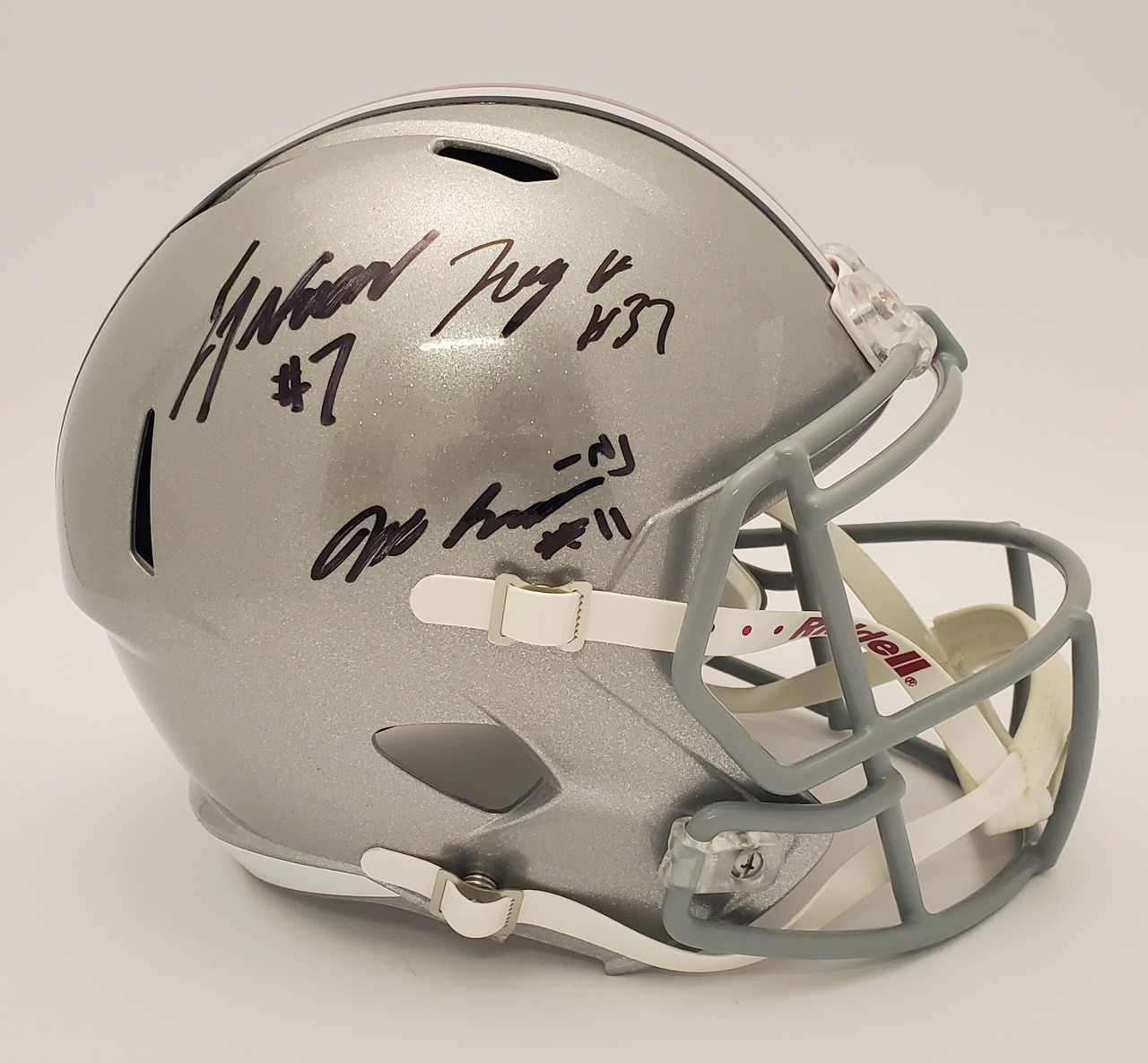 C.J. Stroud, Jaxon Smith-Njigba, TreVeyon Henderson Ohio State Buckeyes Autographed Speed Replica Helmet - Beckett Authentic