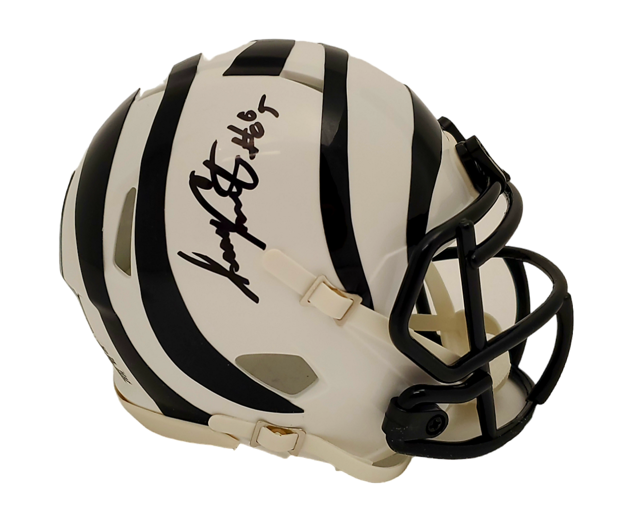 Isaac Curtis Cincinnati Bengals Autographed White Alternate Mini Helmet w/  Cut Stripe - Beckett Authentic