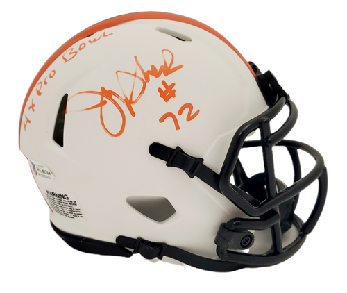 Jerry Sherk Cleveland Browns Autographed Signed Lunar Mini Helmet w/ 4x Pro Bowl Inscription - Beckett Authentic