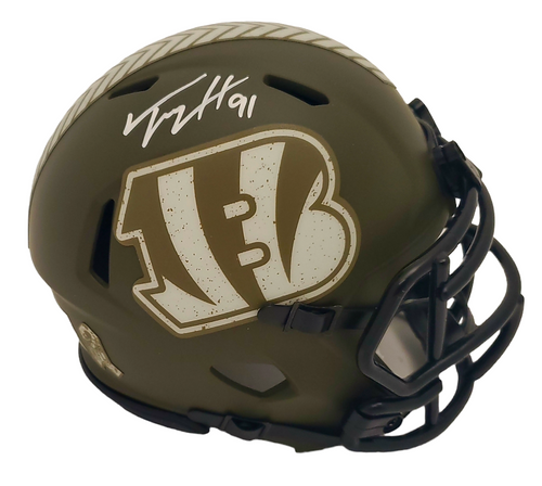 Trey Hendrickson Cincinnati Bengals Autographed Signed Salute to Service Mini Helmet - JSA Authentic