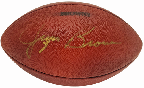 Jim Brown Cleveland Browns Autographed NFL Leather Football (smudge) - JSA Authentic