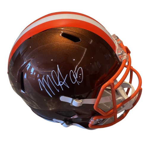 Myles Garrett Autographed Cleveland Browns Riddell Full Size Flash Brown Replica Helmet  - Beckett QR Code