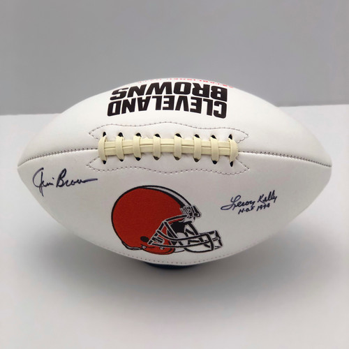 Jim Brown & Leroy Kelly Cleveland Browns Autographed White Panel Football - Certified Authentic