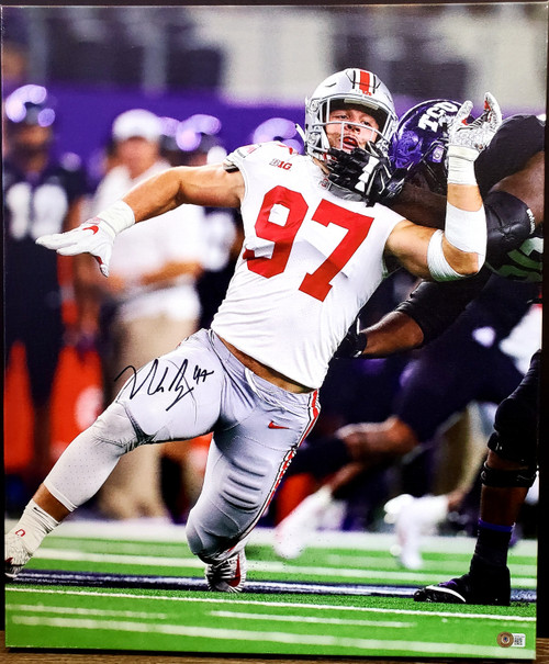 Nick Bosa Ohio State Buckeyes 20x24 Autographed Signed Canvas - Beckett Authentic