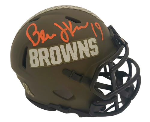 Bernie Kosar Cleveland Browns Autographed Signed Salute to Service Mini Helmet (Orange) - Certified Authentic