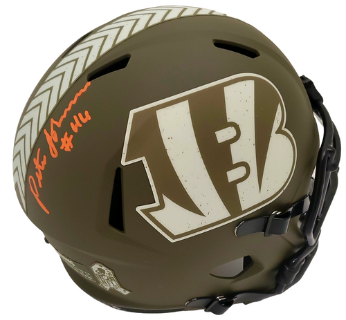 Pete Johnson Cincinnati Bengals Autographed Salute to Service Replica Helmet  - JSA Authentic