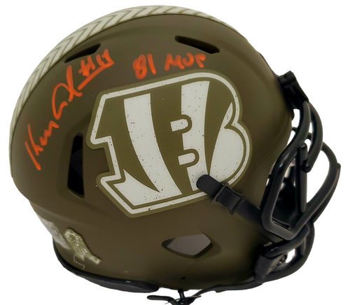 Ken Anderson Cincinnati Bengals Autographed Salute to Service Mini Helmet w/ "81 MVP" Inscription - JSA Authentic