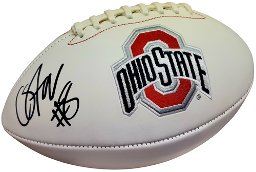 Cade Stover Ohio State Buckeyes Autographed White Panel Football - Certified Authentic