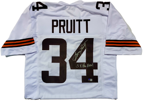 Greg Pruitt Cleveland Browns Autographed White Custom Jersey w/ "5x Pro Bowl" Inscription - Beckett Authentic