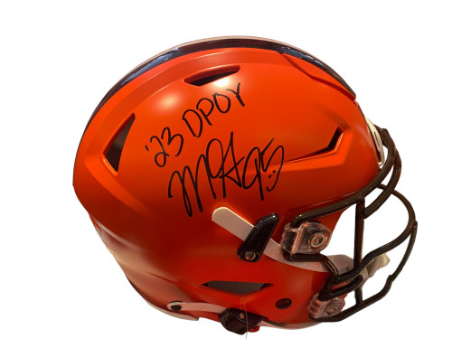 Myles Garrett Autographed Cleveland Browns Riddell Full Size Orange Speed Flex Authentic Helmet 23 DPOY - Beckett QR Code