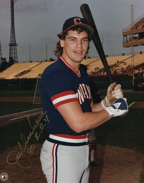 Joe Charboneau Signed Color Photo 8x10 Indians Blue Jersey +1981 Topps  Scratch