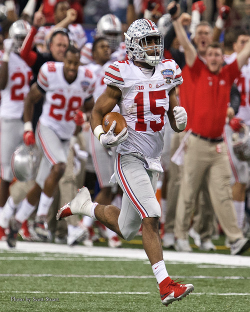 Ezekiel Elliot Signed Ohio State Buckeyes Framed 8x10 BCS Championship Photo