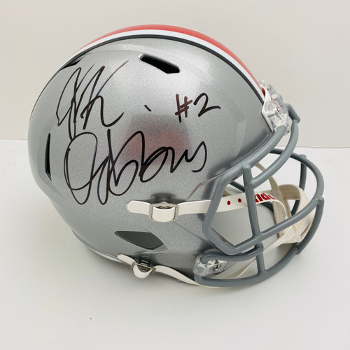 JK Dobbins Ohio State Buckeyes Autographed Speed Replica Helmet JSA