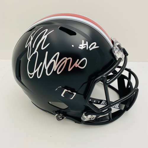 JK Dobbins Ohio State Buckeyes Autographed Black Replica Helmet JSA