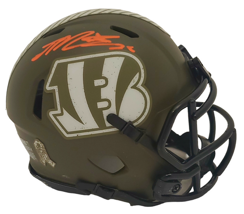 SAM HUBBARD BENGALS 2022 SALUTE TO SERVICE MINI HELMET SIGNED jsa