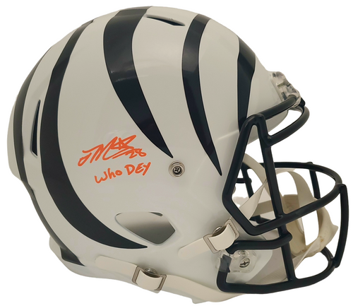 Joe Mixon Cincinnati Bengals Autographed White Alternate Replica Helmet w/  'Who Dey' Inscription - JSA Authentic