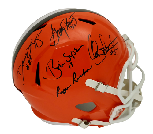 Cleveland Browns Kardiac Kids Autographed Throwback Speed Replica Helmet -  Certified Authentic