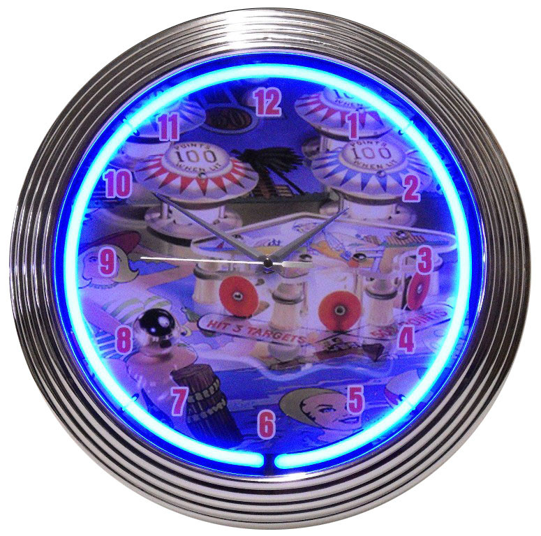 Pinball Clockwork PINBALL 15 x 3 NEON CLOCK - eFamilyFun