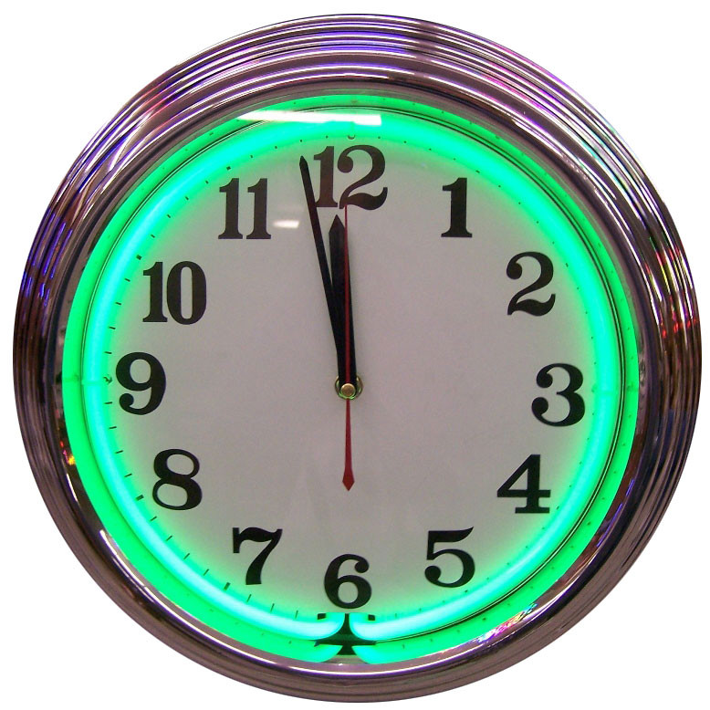 STANDARD CHROME GREEN NEON CLOCK - eFamilyFun