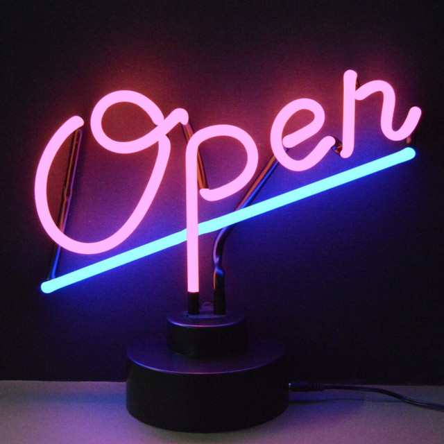 Open Script Neon Sculpture