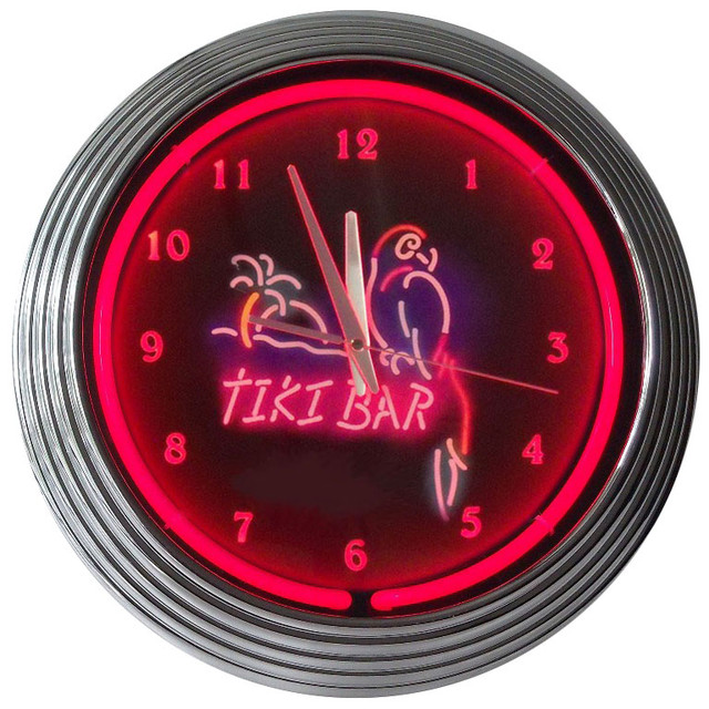 TIKI BAR  15 x 3 NEON CLOCK