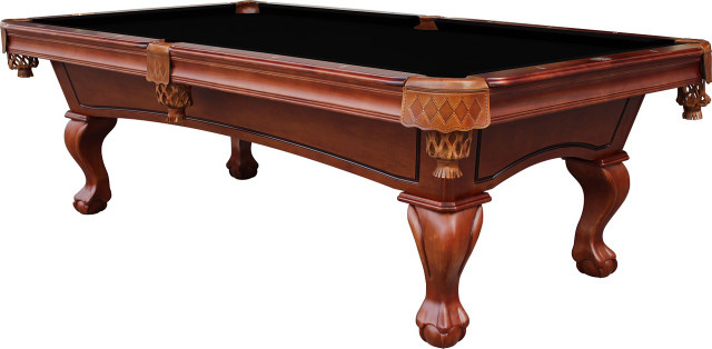 Playcraft Charles River 8' Chestnut Slate Pool Table w/ Leather Drop Pockets