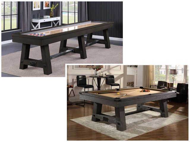 Yukon Weathered Fieldstone Pool Table And Shuffleboard Matching Set Yukon Weathered Fieldstone Pool Table And Shuffleboard Matching Set