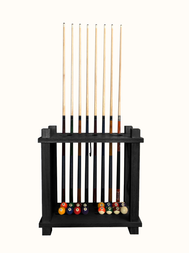 Playcraft Black Hardwood 8 Cue Billiard Floor Rack Playcraft Black Hardwood 8 Cue Billiard Floor Rack