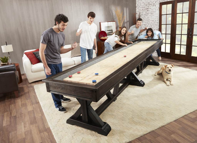 Playcraft Brazos River Weathered Black Pro-Style Shuffleboard Table 12', 14', 16'