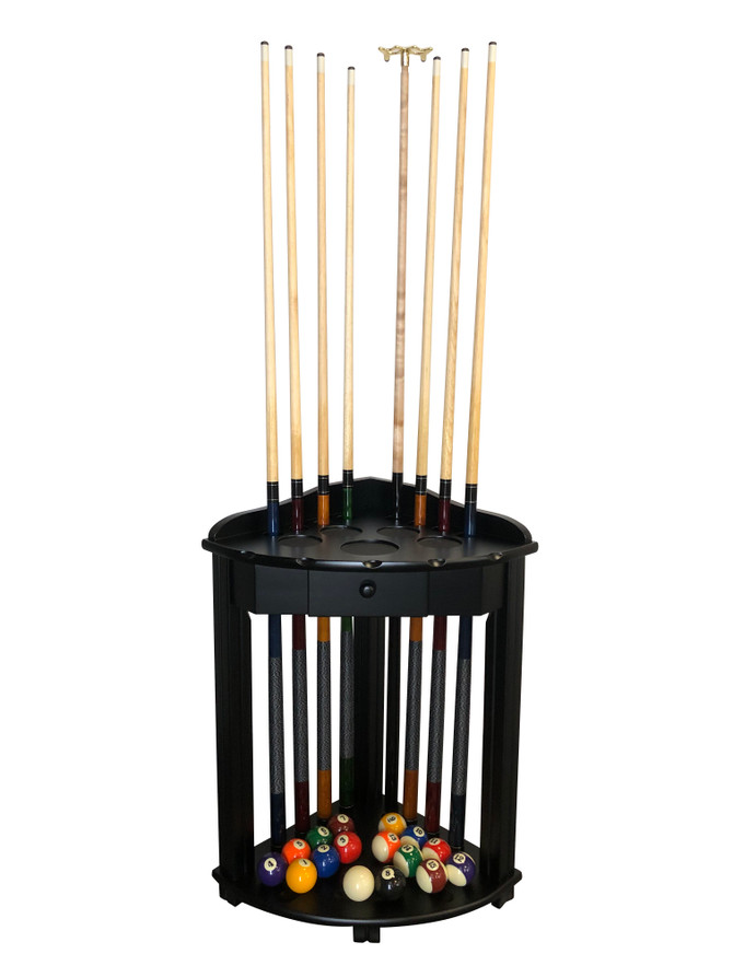 Playcraft Brazos Hardwood 8 Cue Billiard Corner Floor Rack  - Black