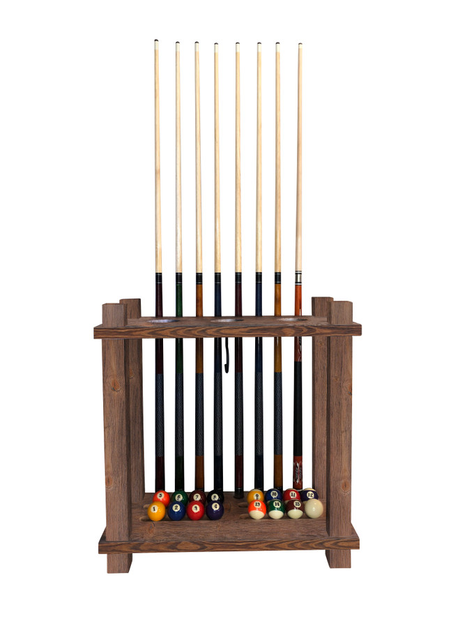 Playcraft Bull Run Hardwood 8 Cue Billiard Floor Rack - Leather