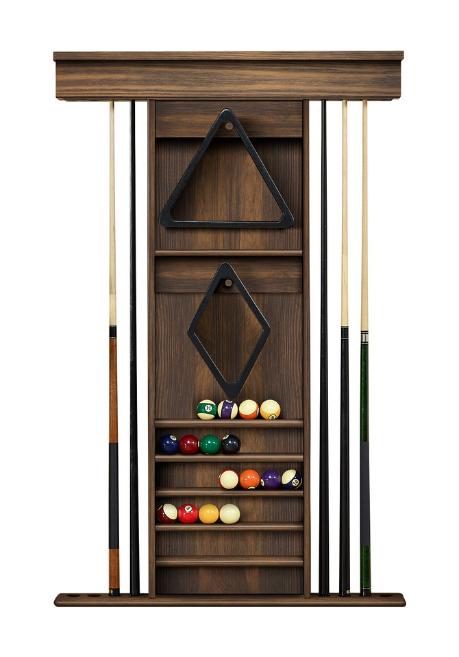 Playcraft Hardwood 8 Cue Billiard Wall Rack - Weathered Bark