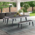 Playcraft Santorini 82" Outdoor Slate Pool Table with Dining Top Benches and Ping Pong