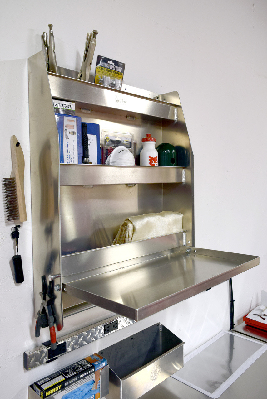 Trailer door cabinet | Enclosed racing trailer cabinet | Garage