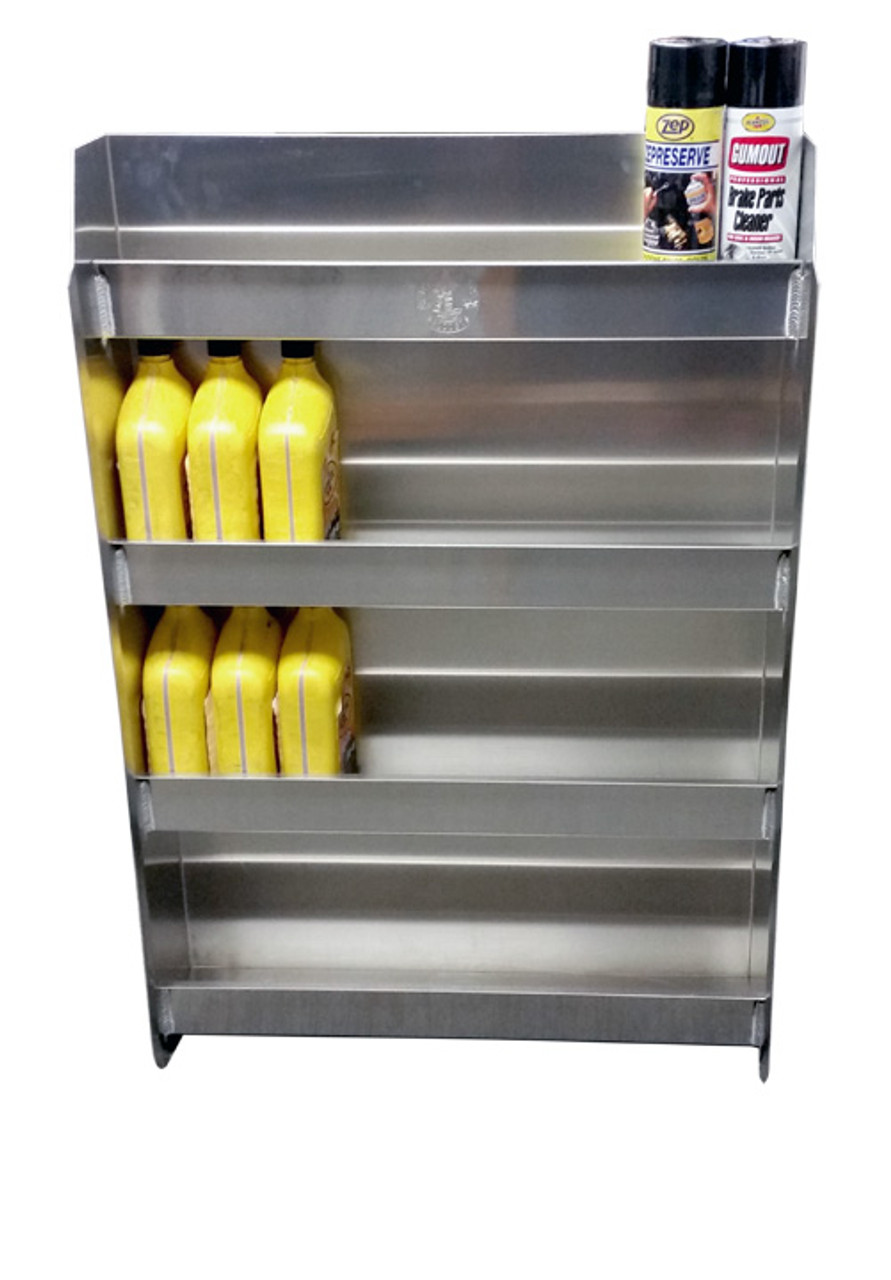 aluminum wall mount storage cabinet for aerosol cans and oil quarts