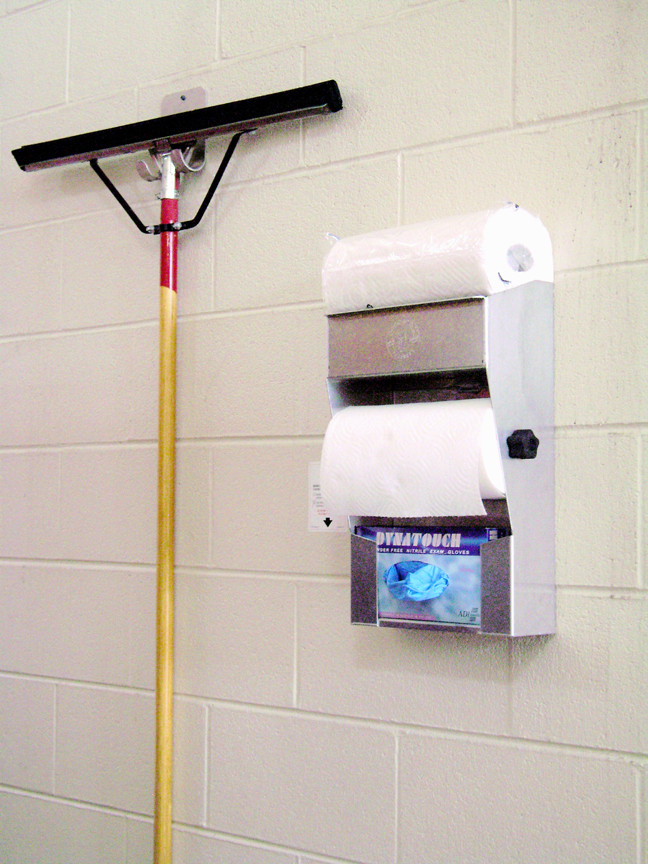 2 Shelf Cleaning Station w/ Paper Towel & Glove Dispenser