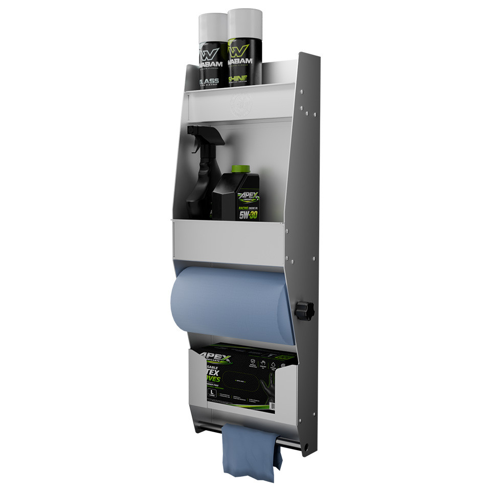 Cleaning Station with Paper Towel and Towel Bar