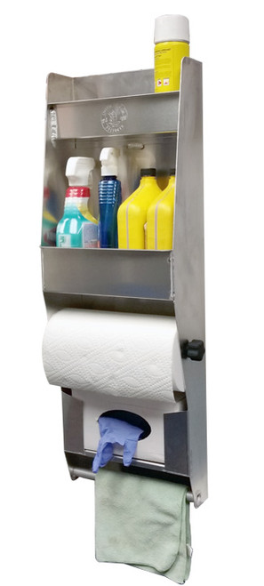 Cleaning Station with Paper Towel and Towel Bar