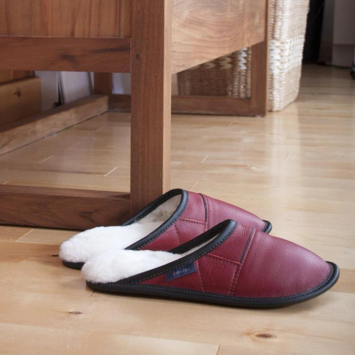 Pantoufles style mules en cuir, pour dames, faites au Quebec # 7227